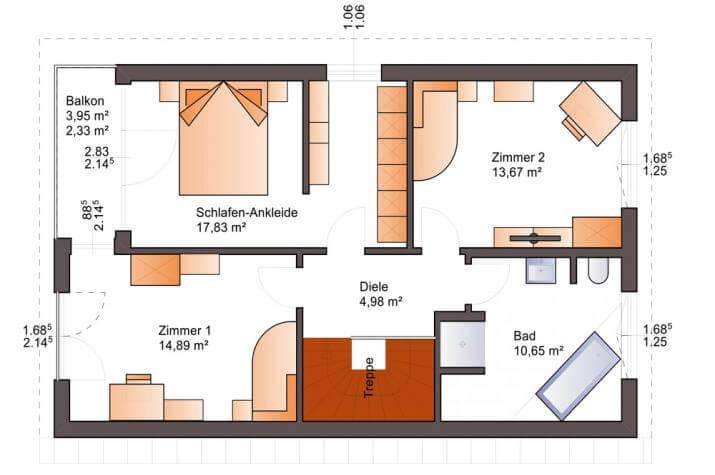 Obergeschoss Grundriss Einfamilienhaus