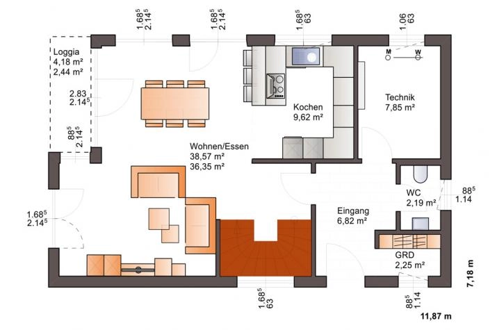 Grundriss Einfamilienhaus Erdgeschoss