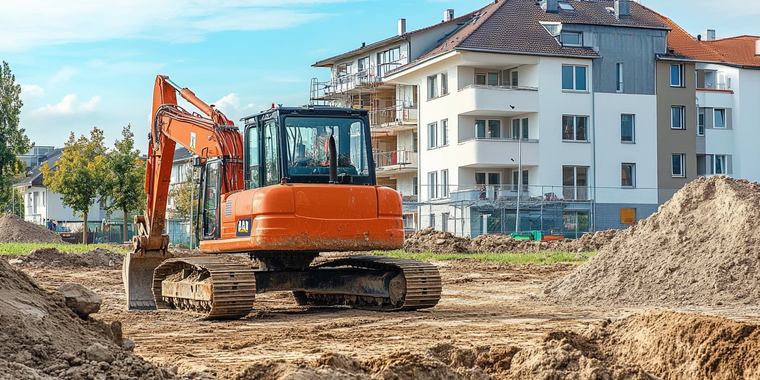 Bagger schachtet aus