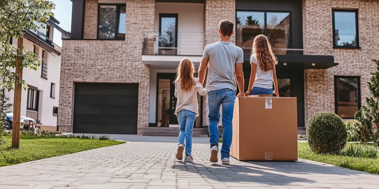 Familie zieht in neues Haus ein